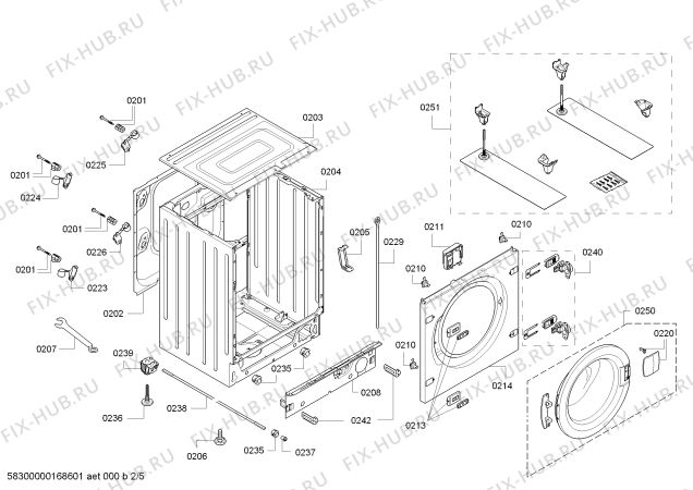 Схема №5 WIS28120FF Logixx 7 с изображением Бак для стиралки Bosch 00710534